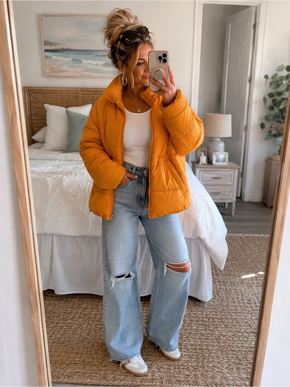 Forever 21+ Mustard Orange Puffer Jacket Size 0X 12/14